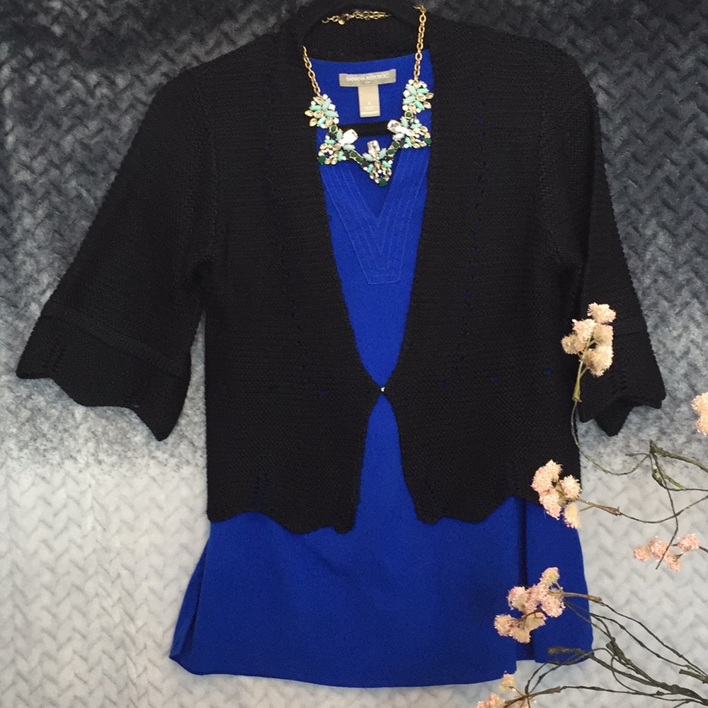 Black cropped sweater cardigan